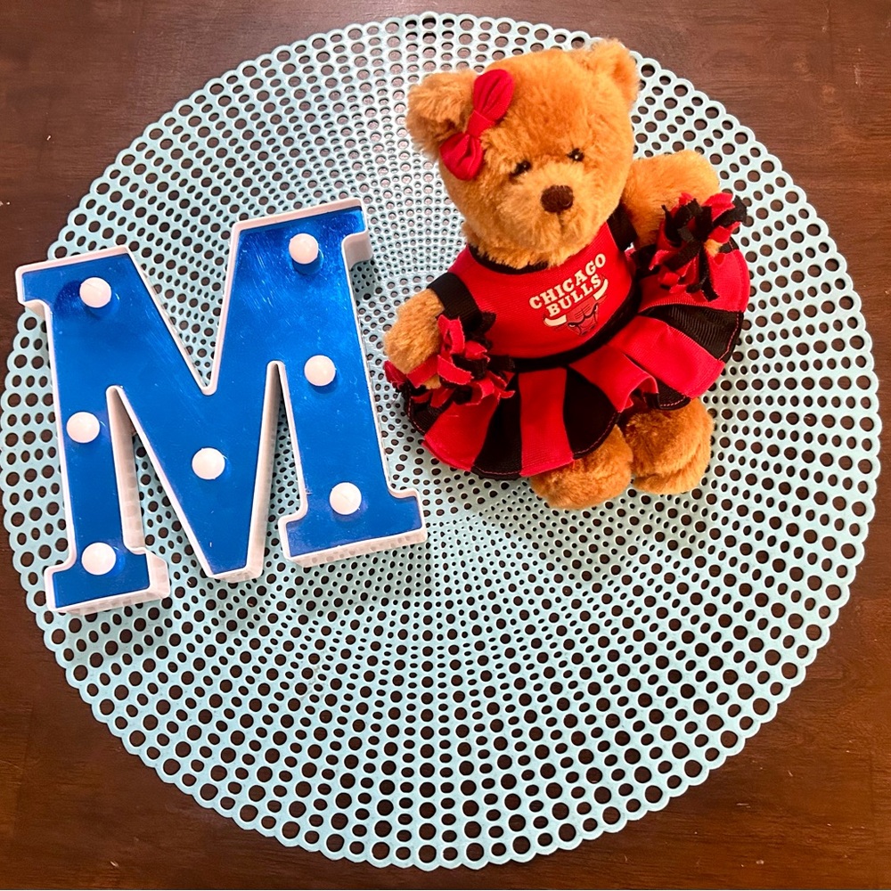 2014 Chicago Bulls Teddy Bear Cheerleader Bear in Red and Black Dress; used